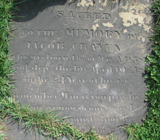Jacob Craven tombstone